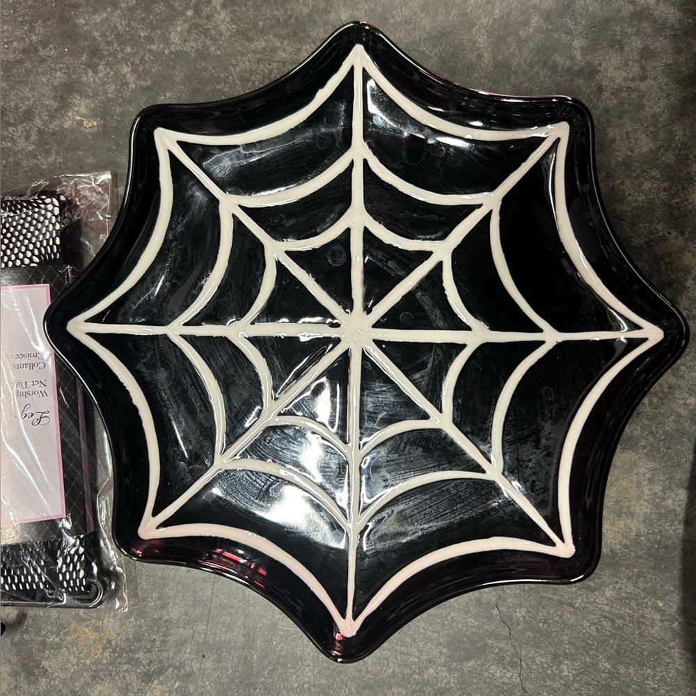 Haunted Homeware cobweb spider web ceramic side plate quality made KILLSTAR NEW